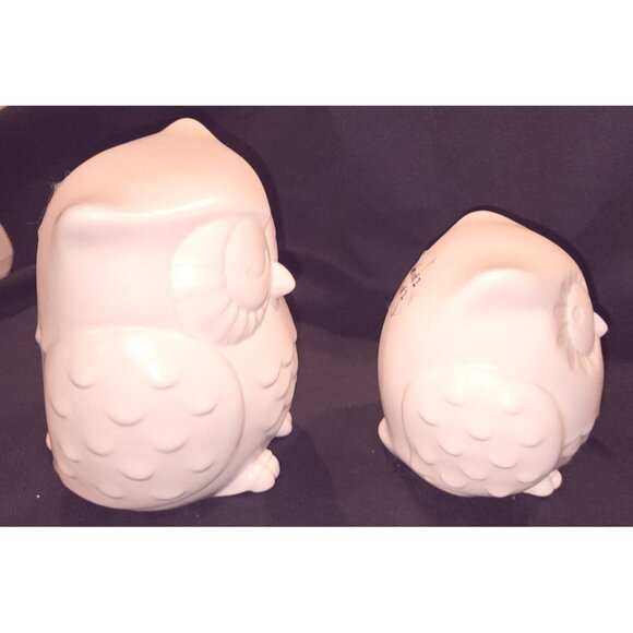 Hallmark Decorative Ceramic Owls Set Of 2 Off-White Figurines Home Decor Collect - Picture 2 of 6